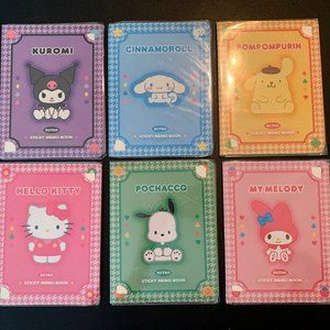 All 6 books! Sanrio Hello Kitty KUROMI Cinnamoroll Pompompurin Sticky Note Memo